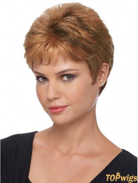 Boycuts Brown Straight 4 inch Ladies Capless Wigs