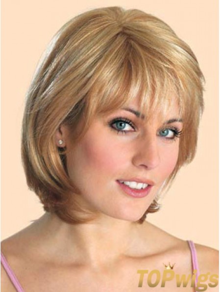 Cheap Synthetic Lace Front Wigs Straight Style Blonde Color Chin Length