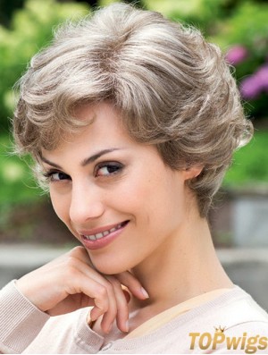 Cheap Grey Wig 100% Hand Tied Layered Cut Short Style