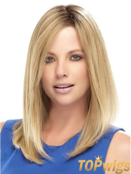 Straight Medium Length Synthetic Wig With Lace Front Shoulder Length