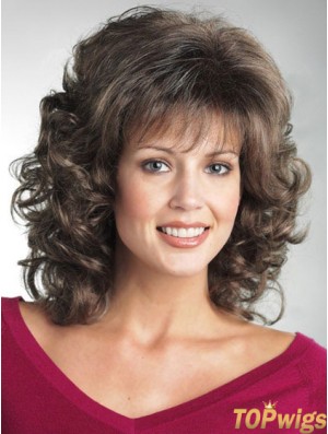 Shoulder Length Synthetic Wigs For The Elderly Lady 