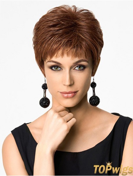 Hairstyles 4 inch Straight Auburn Boycuts Short Wigs