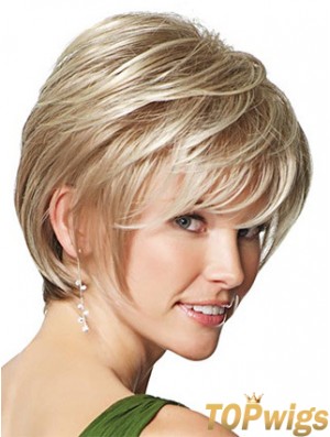 Synthetic Wigs UK Only Straight Style Short Length Blonde Color