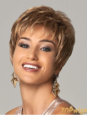 Sleek Short Synthetic Wigs UK Cropped Length Blonde Color Boycuts