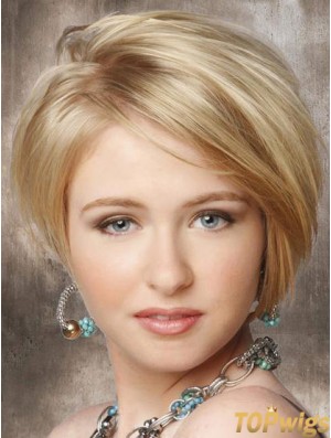 Synthetic Lace Front Wigs Cheap Chin Length Bobs Cut Blonde Color