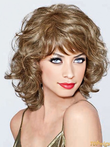 UK Synthetic Lace Front With Bangs Monofilament Curly Style