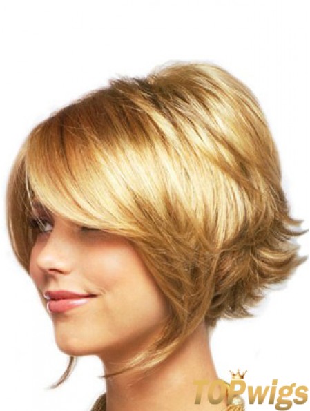 Sleek Blonde Chin Length Wavy Layered Lace Front Wigs