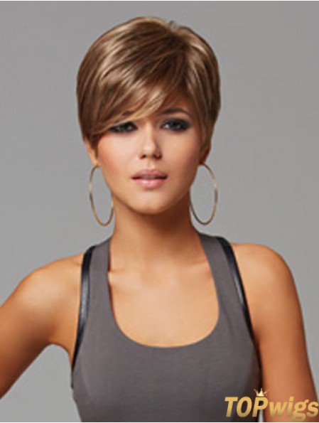 Convenient 5 inch Straight Brown Layered Short Wigs