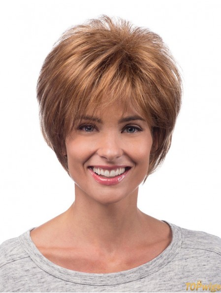 Hot Hair Synthetic Wigs Chin Length Straight Style Auburn Color