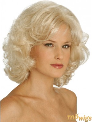 Wigs UK Synthetic Chin Length Blonde Color Curly Style