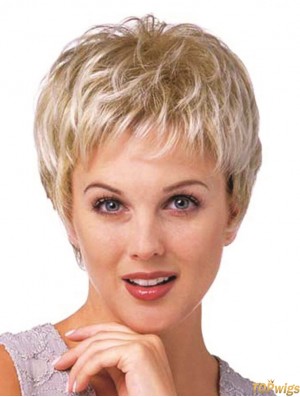 Best Synthetic Curly Wig Boycuts Cropped Length Blonde Color