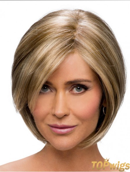 Cheap Synthetic Ladies Wigs With Monofilament Brown Color Chin Length