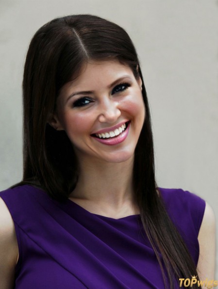 No-Fuss Brown Long Straight 20 inch Without Bangs Alexandra Daddario Wigs