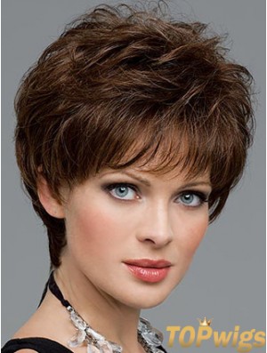 Brown Wavy Short Boycuts Lace Front Cheap Wig UK