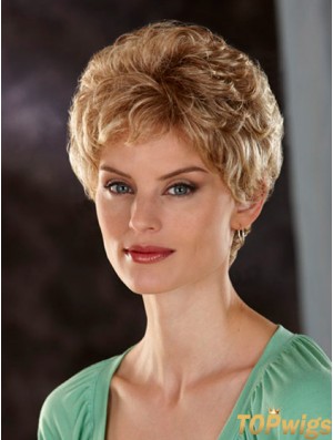 Comfortable Blonde Short Wavy Classic Lace Front Wigs