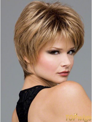 Short Wavy Boycuts Blonde Synthetic Wavy Lace Front Wigs