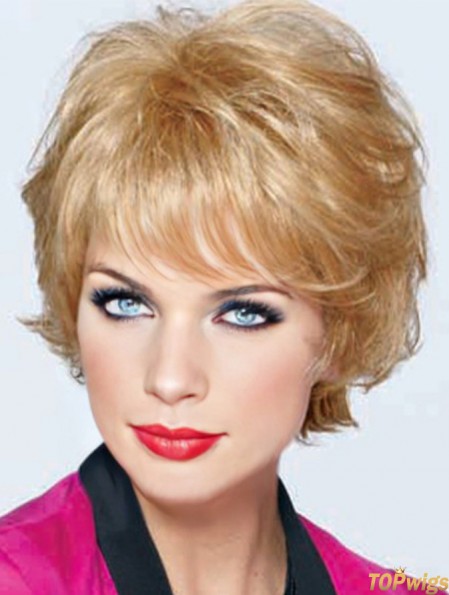 Best Blonde Short Wavy Classic Monofilament Wigs