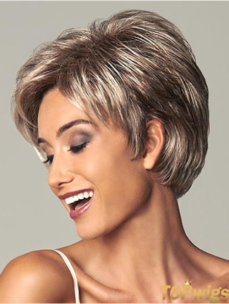 Best 7 inch Straight Brown Layered Short Wigs