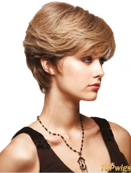 Straight Layered 8 inch Blonde Great Synthetic Wigs