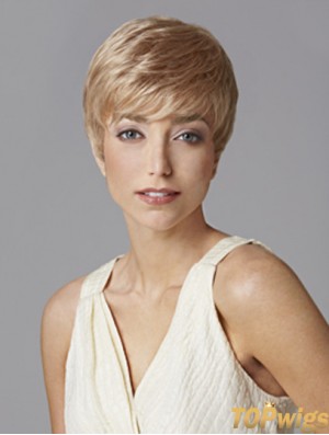 Fashionable 5 inch Straight Blonde Boycuts Short Wigs