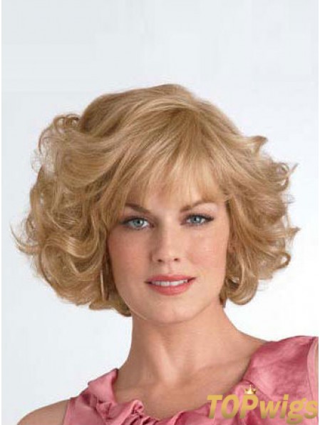 Chin Length Layered Curly Blonde Good Synthetic Wigs