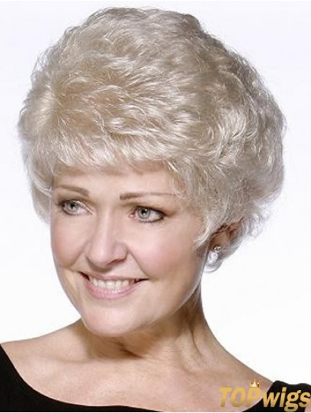 Perfect Short Wavy 100% Hand-tied Grey Wigs