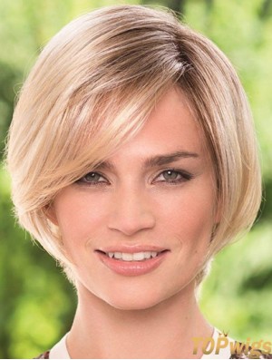 Chin Length Blonde Durable 8 inch Straight Bob Wigs