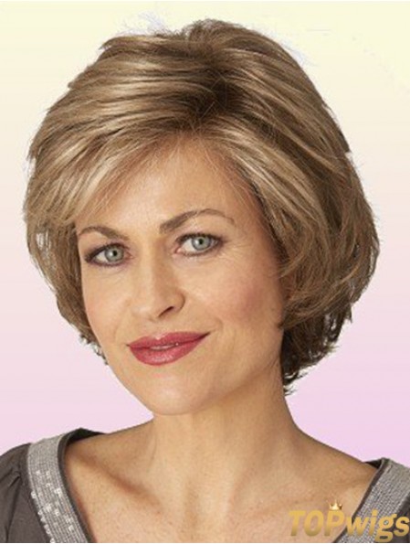 Brown Chin Length Wavy Classic Synthetic Wigs