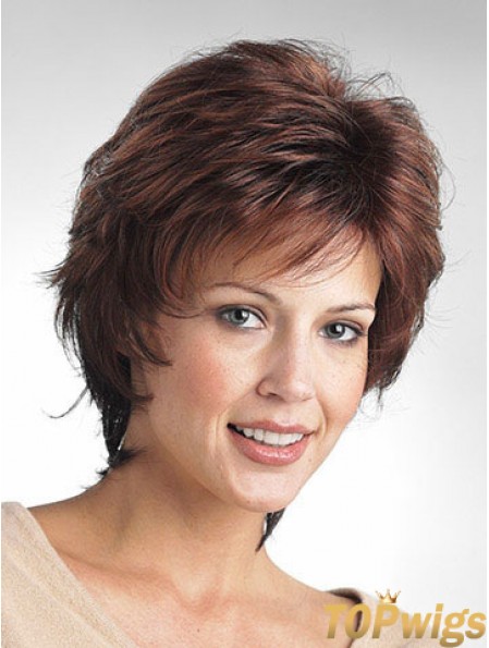 Wavy Layered Short Comfortable Brown Synthetic Wigs