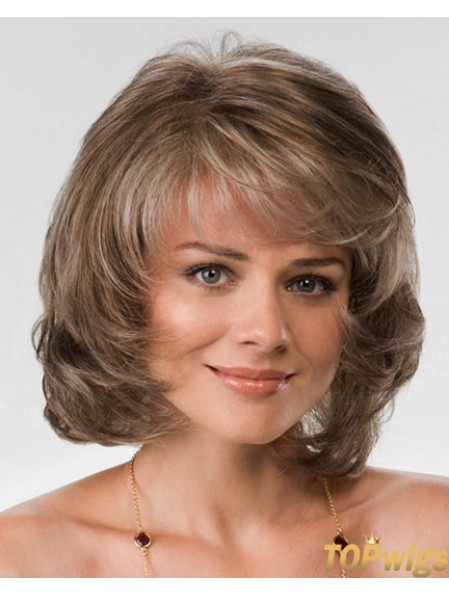 Synthetic Hair Chin Length Layered Cut Wavy Style