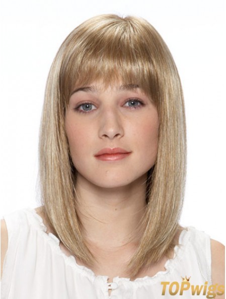 14 inch Blonde Straight Bobs Shoulder Synthetic Lace Front Wig