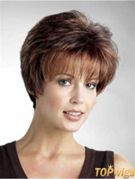 Good 8 inch Straight Auburn Layered Short Wigs