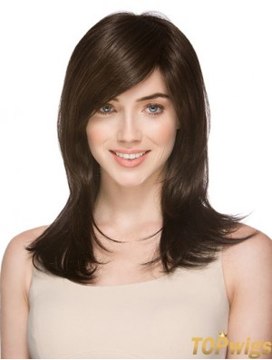 Very Cheap Synthetic Wigs Layered Cut Straight Style Brown Color