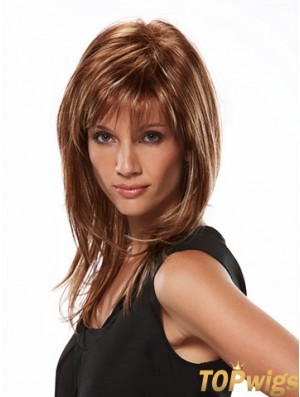 Online Brown Straight Layered Long Wigs