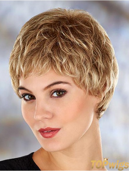 Modern 4 inch Wavy Blonde Boycuts Short Wigs