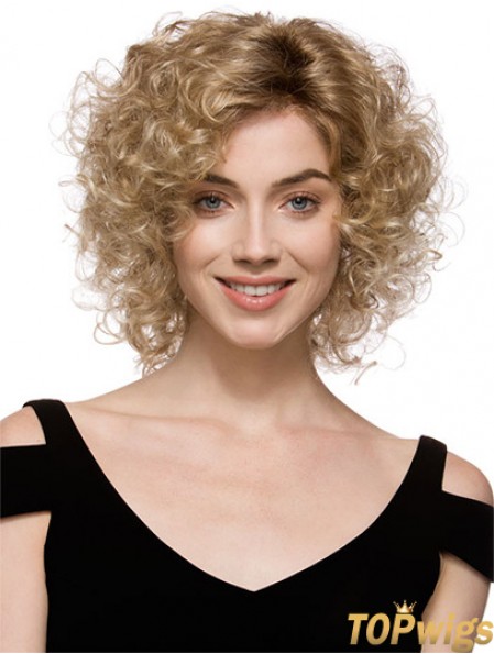 Sleek Brown Chin Length With Bangs Curly Glueless Lace Front Wigs