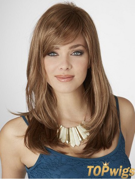 Long Straight Capless With Bangs 16 inch Beautiful Synthetic Wigs