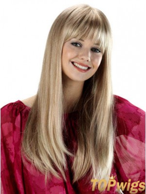 Long With Bangs Straight Blonde Fabulous Synthetic Wigs