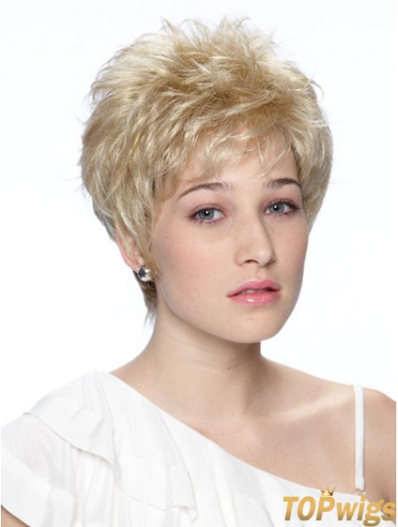 Cropped Boycuts Wavy Blonde Fashionable Synthetic Wigs