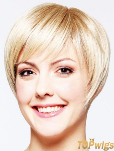 Hairstyles 8 inch Straight Blonde Layered Short Wigs