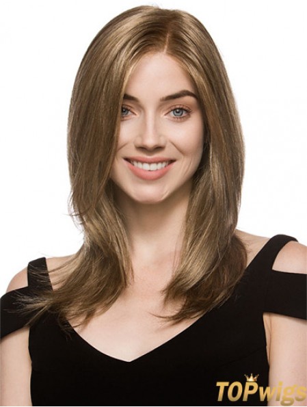 High Quality Brown Shoulder Length Layered Straight Glueless Lace Front Wigs