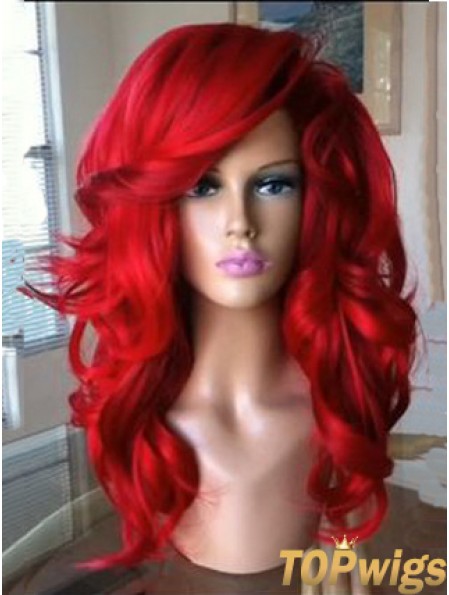 Capless Wavy 18 inch With Bangs Quality Synthetic Red Wig UK