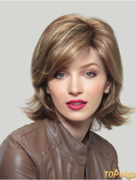 Synthetic UK Chin Length Capless Layered Cut Wavy Style