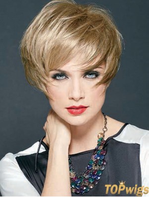 Straight Layered Cropped Discount Blonde Synthetic Wigs