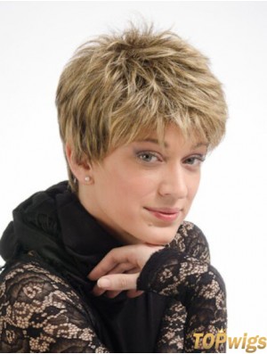 Modern 6 inch Straight Blonde Boycuts Short Wigs