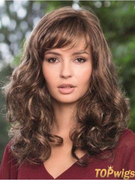 Synthetic Lace Wig Brown Color Wavy Style Long Length Boycuts