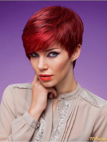 Straight Boycuts 5 inch Red High Quality Synthetic Wigs