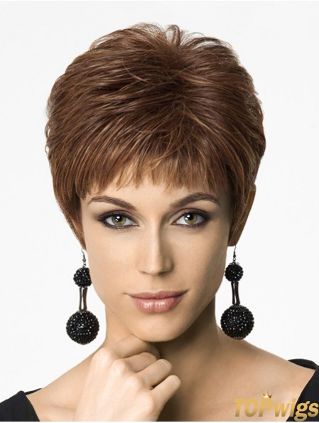 Straight Boycuts 6 inch Auburn Fashionable Synthetic Wigs