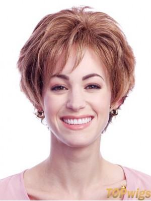 Stylish Auburn Short Layered Wavy Glueless Lace Front Wigs