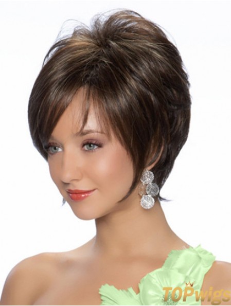 Black Chin Length Straight Layered 8 inch Sassy Medium Wigs